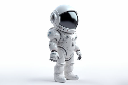 Astronaut in space suit and helmet on light background 3D render style sci-fi illustrationの素材