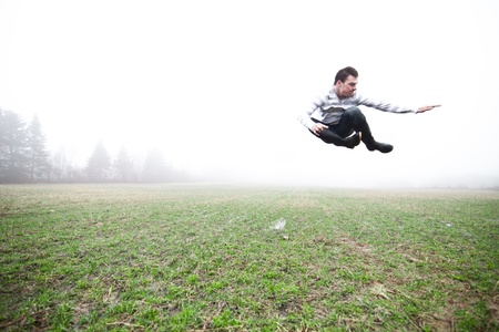 In the foggy field