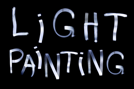 Light Painting words using a LED light panel at night and a long exposure.の写真素材