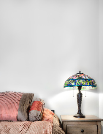 beautiful Bedroom Interior detail with blank wall for your text, image or logoの写真素材