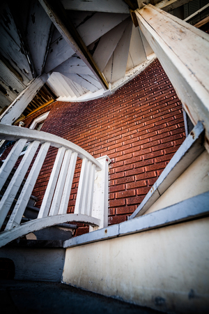 Editorial - July 24, 2014 in Trois-Riviere, Quebec, Canada. Weird set of stairs in the Poor Old Trois-Riviere Area where the poverty is always present, but where the houses are hystorical.のeditorial素材