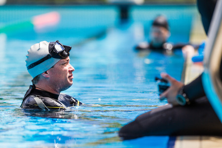 Waiting Period of 30 seconds after the Protocole of an Official AIDA Freediving Performanceのeditorial素材