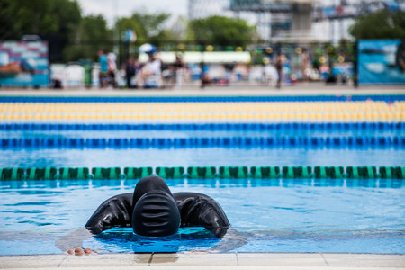 Freediver Performance During a Static Apnea by Holding his Breath and not Movingのeditorial素材