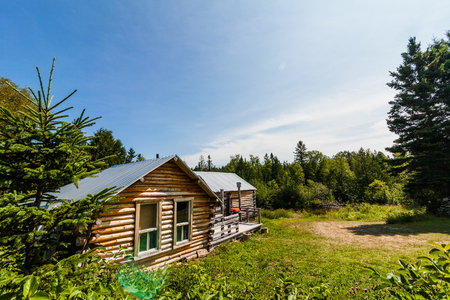 Log Wood Shack in a Canadian Forestのeditorial素材