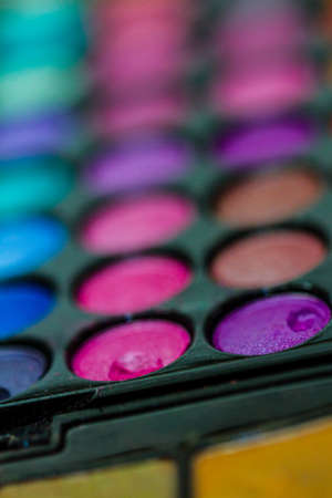 Makeup Artist Professional Color Palette Closeup with Macro Lensの写真素材