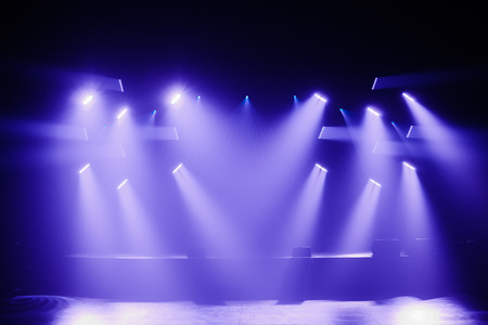 Spot lights on a Empty Stage before a Big Concertの写真素材