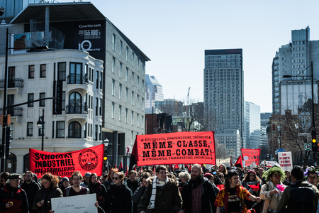 MONTREAL, CANADA, APRIL 02 2015. Riot in the Montreal Streets to counter the Economic Austerity...