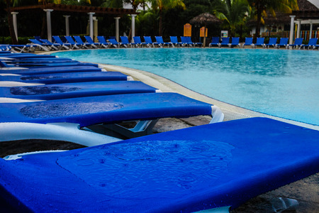 Bad Weather During Vacation at the Pool of a Beautiful Resortのeditorial素材