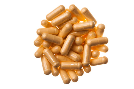 Macro Closeup Circular Texture of Vitamins B Complex Isolated on White Background
