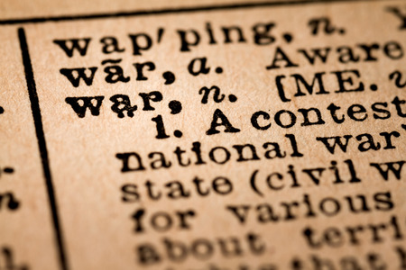 October 1st, 2015 - Montreal, Canada. Close-up of an Old 1945 Webster Vintage Dictionary showing the Word WARのeditorial素材