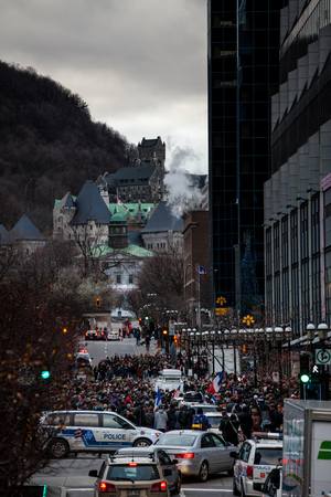 November 14th 2015, Montreal Canada. People Grouping in front of the France consulate in memory of the Jihadists ISIS Terrorist Raid in Parisのeditorial素材