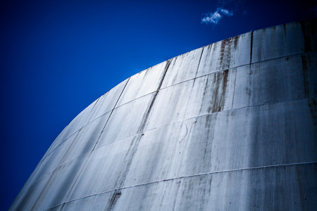 Abstract Detail of a Big Abandoned Oil Refinery Gas Tankの写真素材