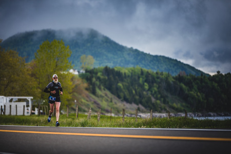 CARLETON, CANADA - June 4, 2017. During the 5th Marathon of Carleton in Quebec, Canada. Senior...
