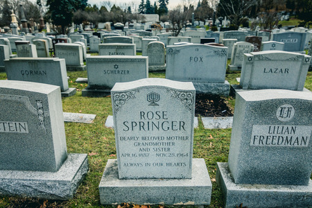 Montreal, Canada _ November 30, 2017. Jewish Graveyard in Montreal on cold day of Autumn. The Shaar...