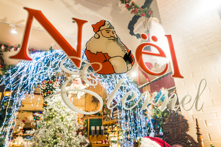 Montreal, Canada - November 23, 2017. Noel Eternal Boutique and Display Window in Old-Montreal is a 265 days Christmas Shop Selling all kind of Xmas Ornaments and Decorationsのeditorial素材
