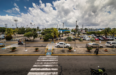 SAN ANDRES ISLAND, Colombia _ Circa March 2017. Panorama at the San Andres Airport or the outdoor Entrance during hot day of Afternoon.のeditorial素材