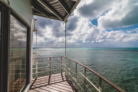 Beautiful Ocean Landscape from a Balcony in the Caribbeanの写真素材