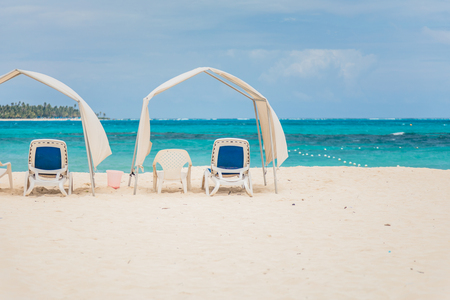 Empty Sunshades on the beach where the Shade is Rareの写真素材