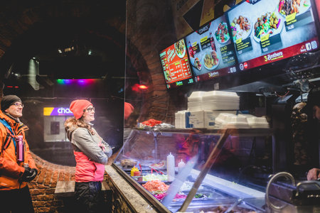 Ottawa, Ontario, Canada - February 11, 2022. Happy People in a Libanees Restaurant with no Mask During Freedom Convoy Protestのeditorial素材