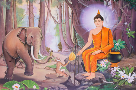 Buddhist painting thailandの写真素材