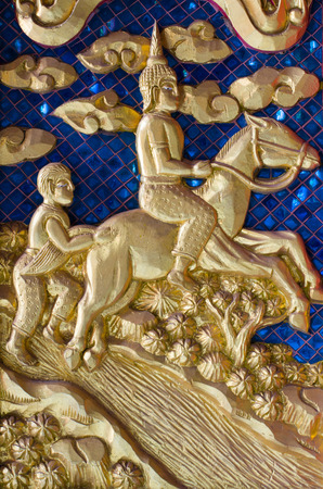 Gold Buddhist carvingsの写真素材