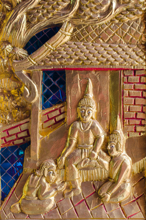Gold Buddhist carvingsの写真素材