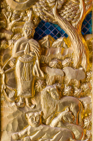 Gold Buddhist carvingsの写真素材