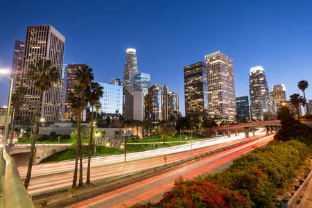 Traffic on the freeway in Los Angeles California USA