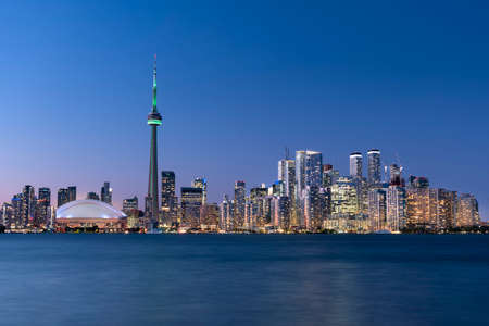 Downtown Toronto Canada cityscape skyline view over Lake Ontarioの写真素材