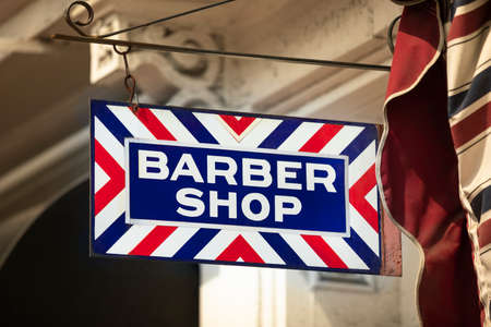 Barber shop haircut store front business signの写真素材