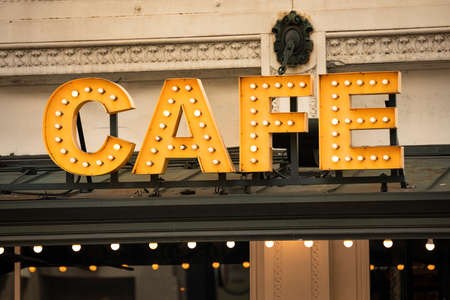 Cafe coffee house illuminated store signの写真素材