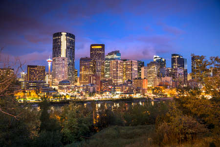 Calgary cityscape in Alberta Canadaの写真素材