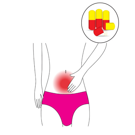 Abdominal pain and the pillのイラスト素材
