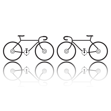 bicycle silhouettes on a white backgroundのイラスト素材