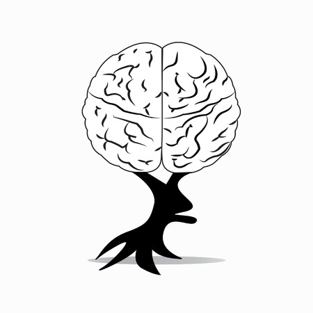 A tree growing in the shape of a brainのイラスト素材