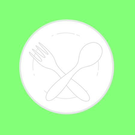 empty plate with spoon and forkのイラスト素材