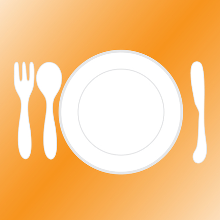 empty plate with spoon chopsticks and knife forkのイラスト素材