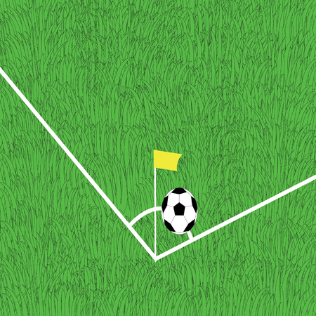 soccer ball is corner kick on the fieldのイラスト素材