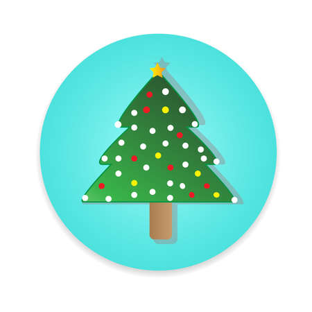 Flat long shadow Christmas tree icon isolate on white backgroundのイラスト素材