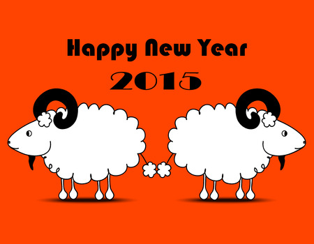 goat vector on red backgroundのイラスト素材