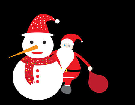 santa claus and snowman christmas cardのイラスト素材