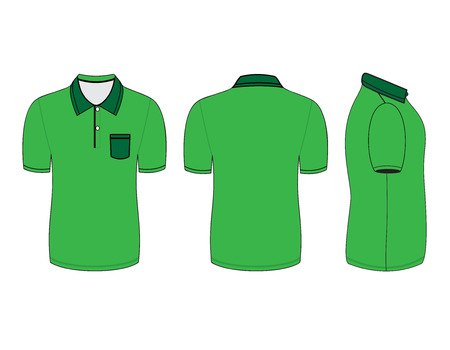 polo shirt design templates (front, back and side views). Vector illustrationのイラスト素材