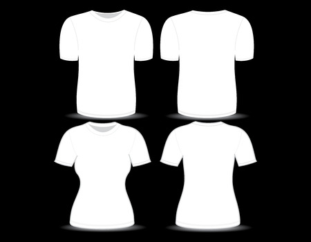T-shirt white template for man and woman (front and back views)のイラスト素材