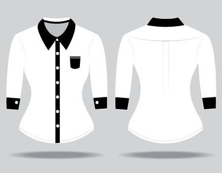 Blank shirt with long sleeves template for woman (front and back views)のイラスト素材