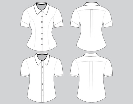 Blank shirt with short sleeves template for man and woman (front and back views)のイラスト素材
