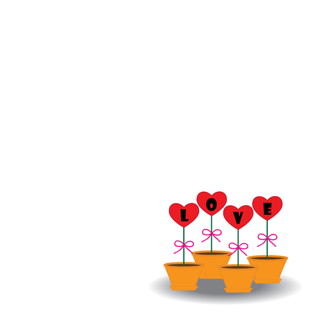 Card Heart in pots on a white backgroundのイラスト素材