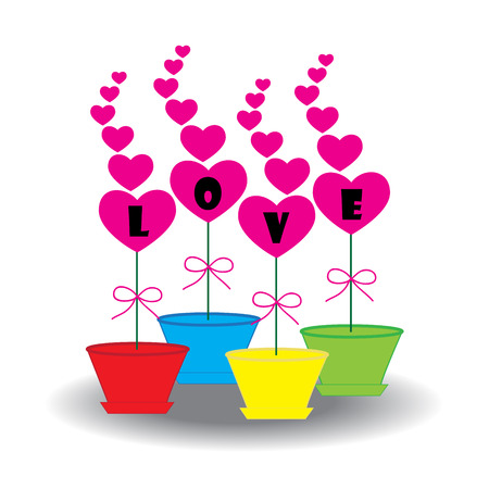 Card Heart in pots on a white backgroundのイラスト素材