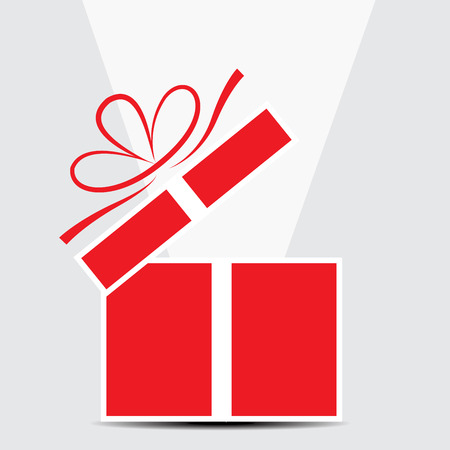 The red gift box on a gray backgroundのイラスト素材