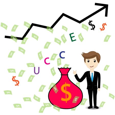 Business man with success finance conceptのイラスト素材