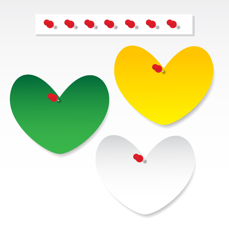 Blank heart paper note with pushpin on gray backgroundのイラスト素材